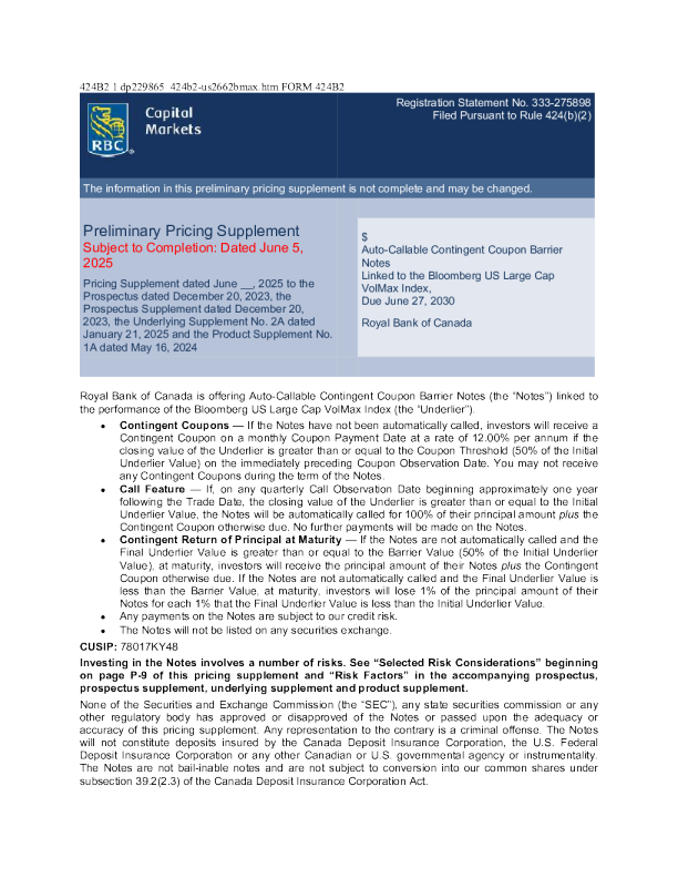 加拿大皇家银行美股招股说明书(2025-06-05版)