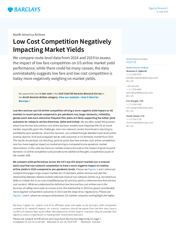 低成本竞争对市场收益率产生负面影响