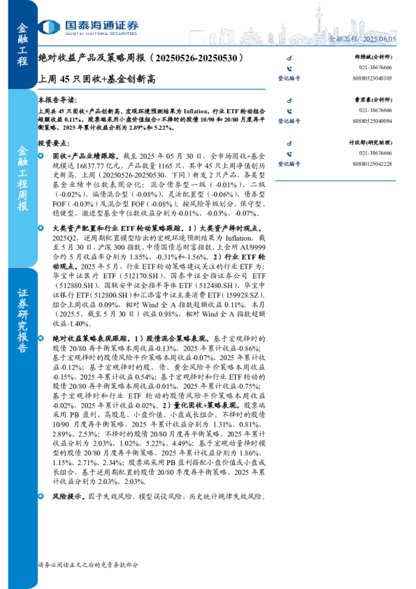 绝对收益产品及策略周报（20250526-20250530）