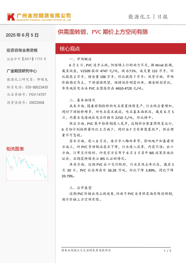 能源化工日报：供需面转弱，PVC期价上方空间有限