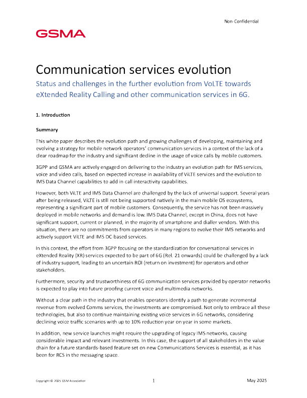GSMA语音通信演进白皮书