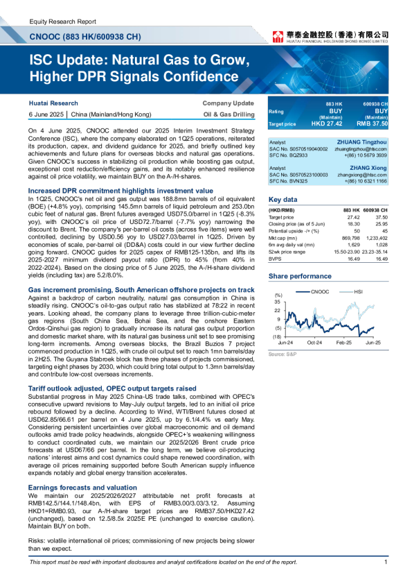ISC更新：天然气将增长，更高的DPR信号显示信心