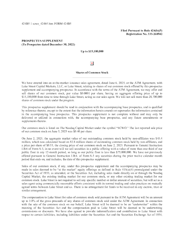 374Water Inc美股招股说明书(2025-06-06版)