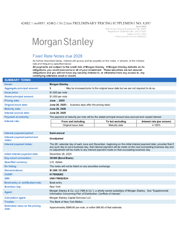 摩根士丹利美股招股说明书(2025-06-06版)