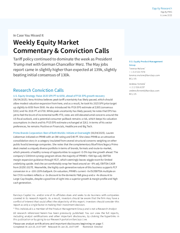 每周股票市场评论与确信度推荐