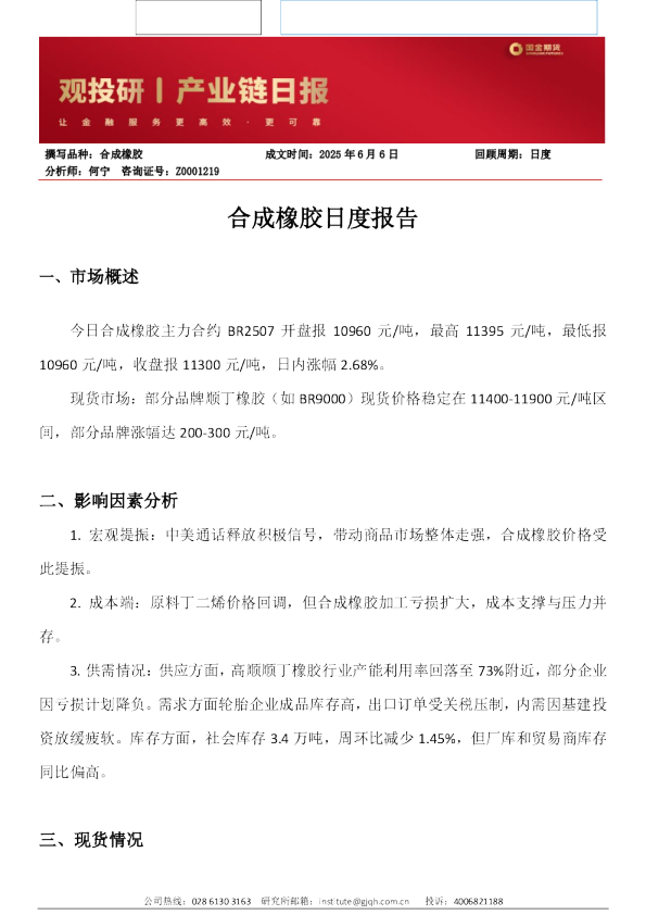 合成橡胶日度报告