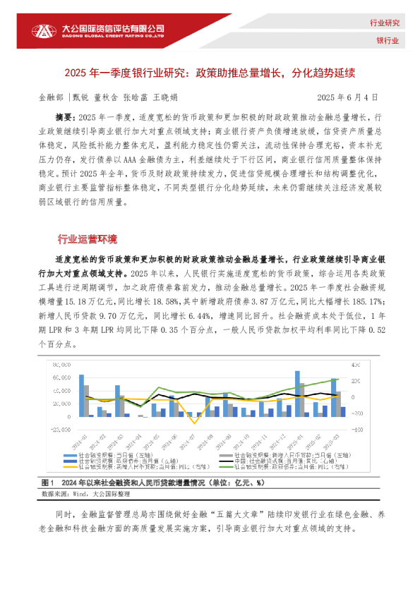 2025年一季度银行业研究：政策助推总量增长，分化趋势延续