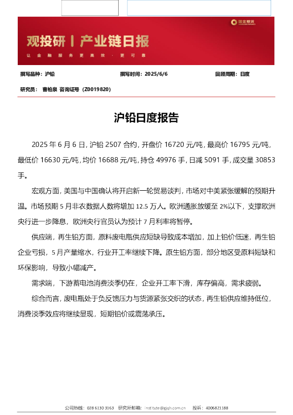 沪铅日度报告