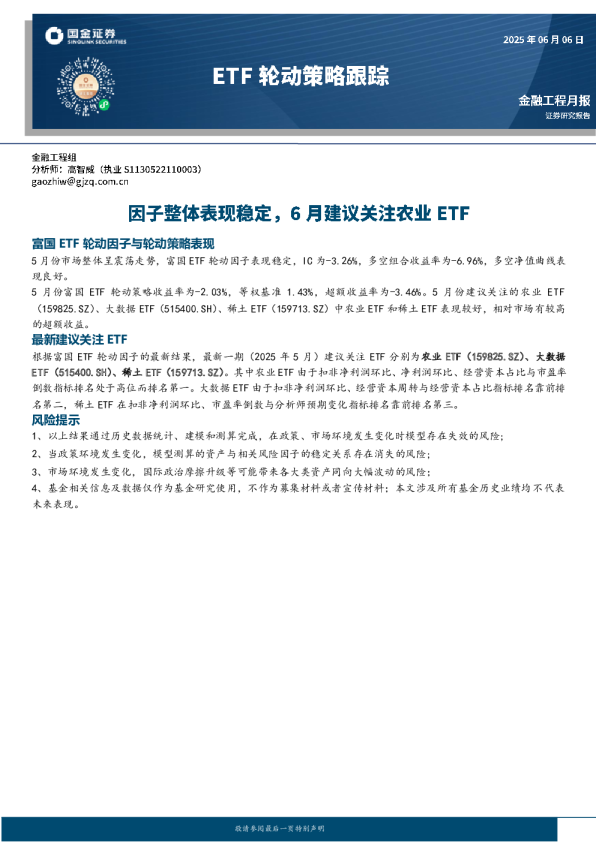 富国 ETF 轮动因子与轮动策略表现