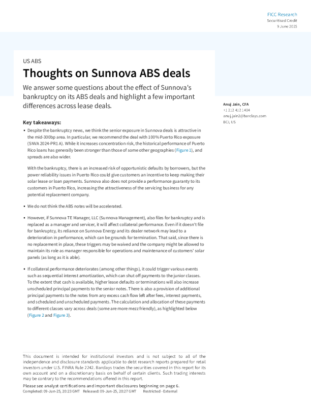 关于Sunnova资产支持证券交易的思考