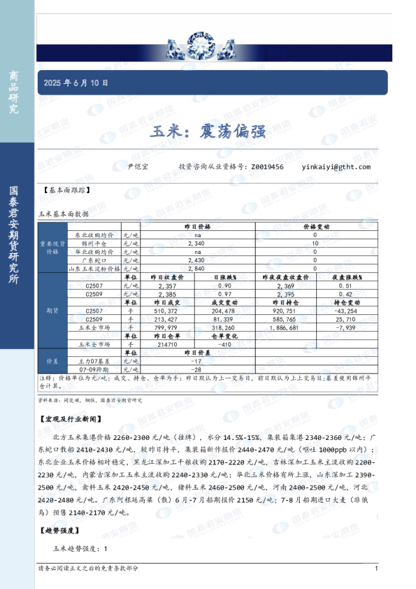 玉米：震荡偏强