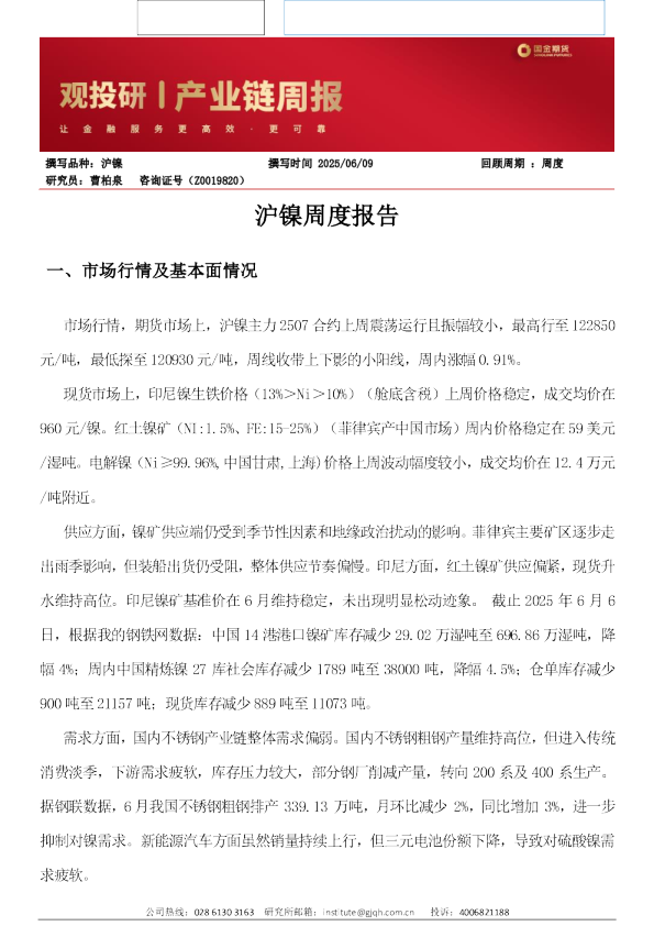 观投研之沪镍周报