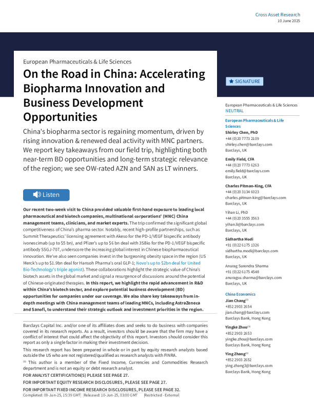 中国之路：加速生物制药创新与业务发展机遇