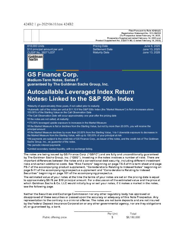 高盛美股招股说明书(2025-06-10版)