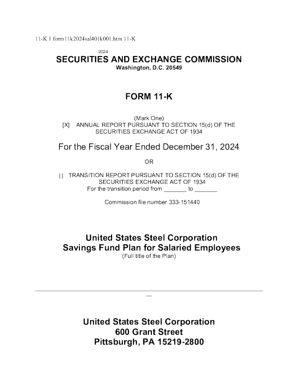 美国钢铁 2024年度报告