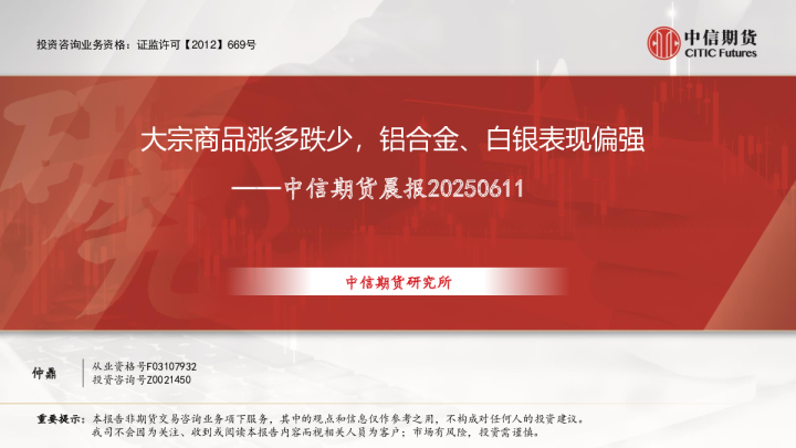 晨报：大宗商品涨多跌少，铝合金、白银表现偏强