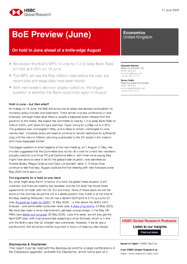 英国央行6月预览：6月按兵不动，8月形势严峻
