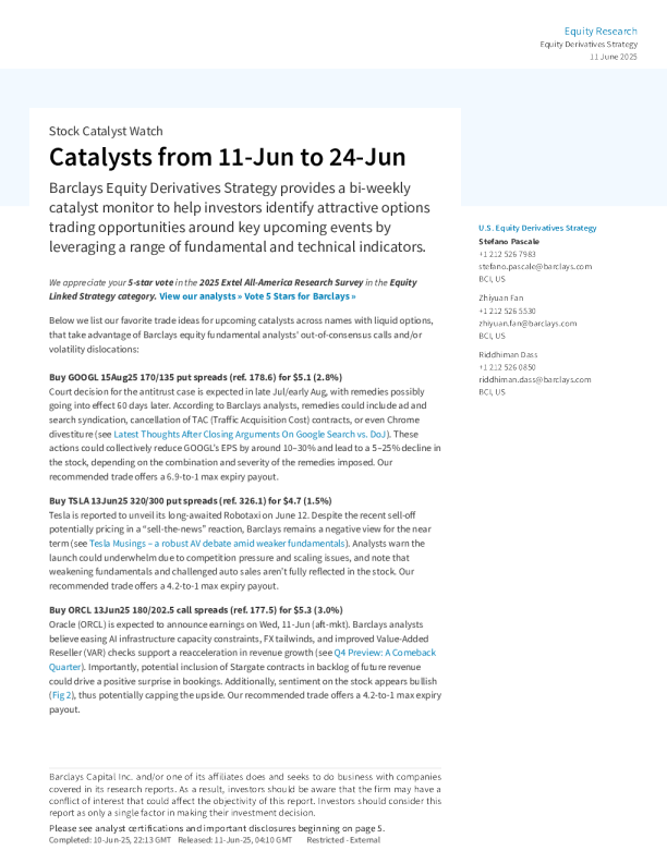 6月11日至6月24日的催化剂