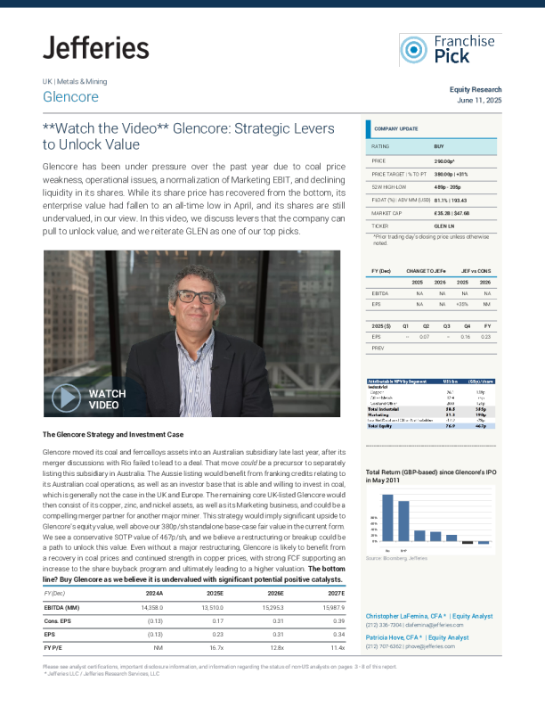 嘉能可：释放价值的战略杠杆