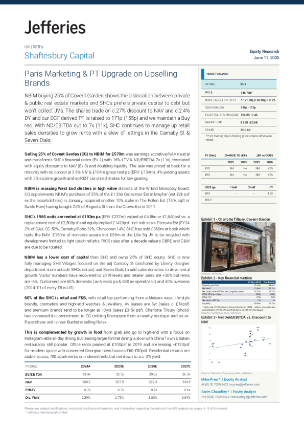 沙夫茨伯里资本（SHC LN）股票研究：巴黎市场营销与目标价上调
