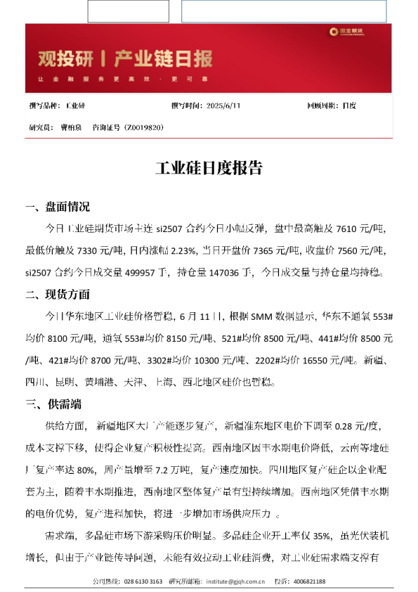 工业硅日度报告