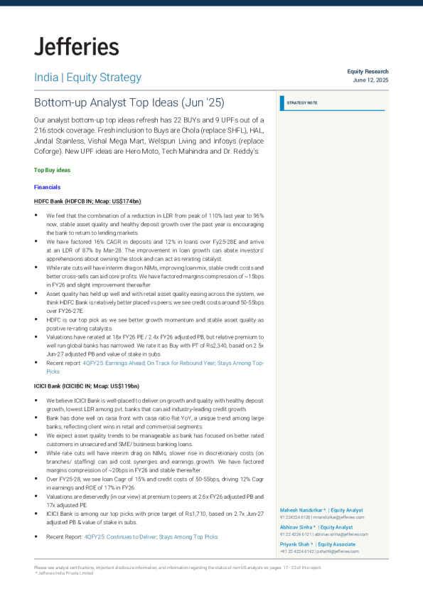 自下而上分析师最佳建议（2025年6月）