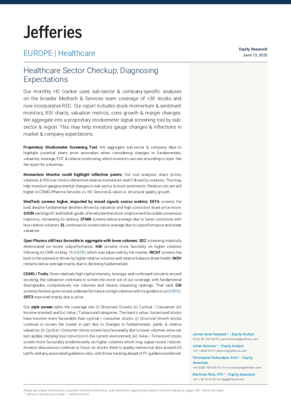 医疗保健行业检查；诊断预期