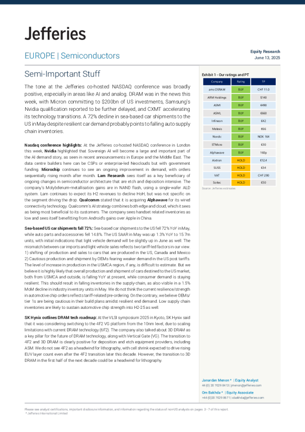 半导体相关重要事项