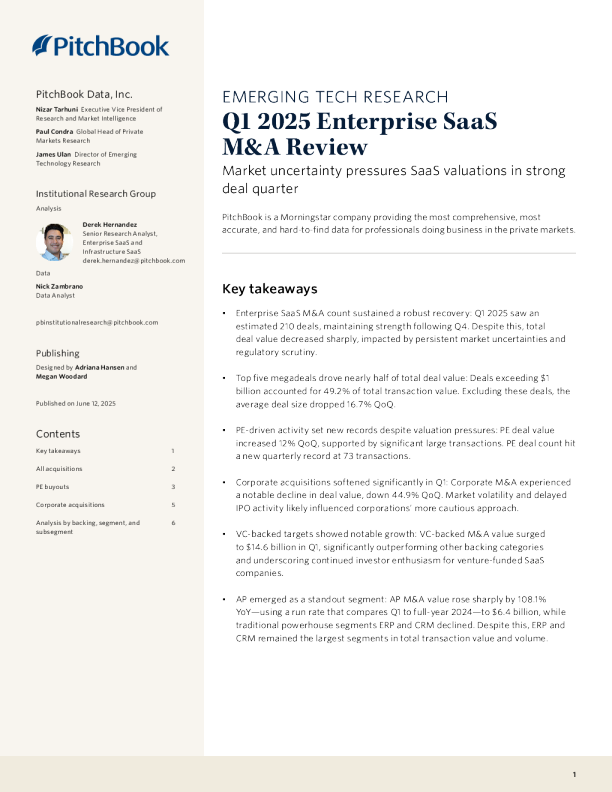 2025年第一季度企业SaaS并购回顾