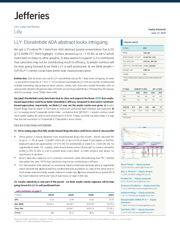 礼来（LLY）：Eloralintide在ADA会议上的摘要看起来很有趣