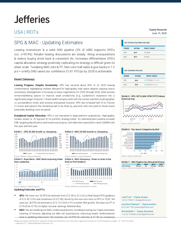 SPG与MAC - 更新估值