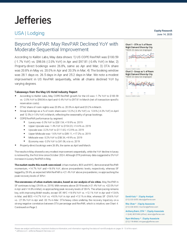 超越每间可售房收入：5月每间可售房收入同比下降环比温和改善