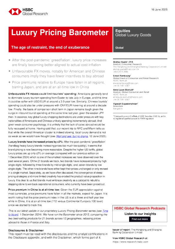 奢侈品定价晴雨表：克制时代，繁荣终结