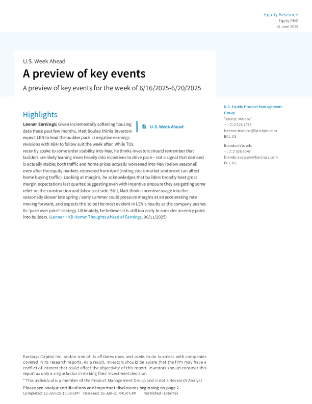 关键事件预览：2025年6月16日- 6月20日当周关键事件预览