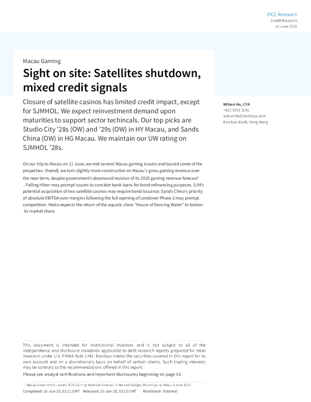 实地观察：卫星赌场关闭，信贷信号喜忧参半