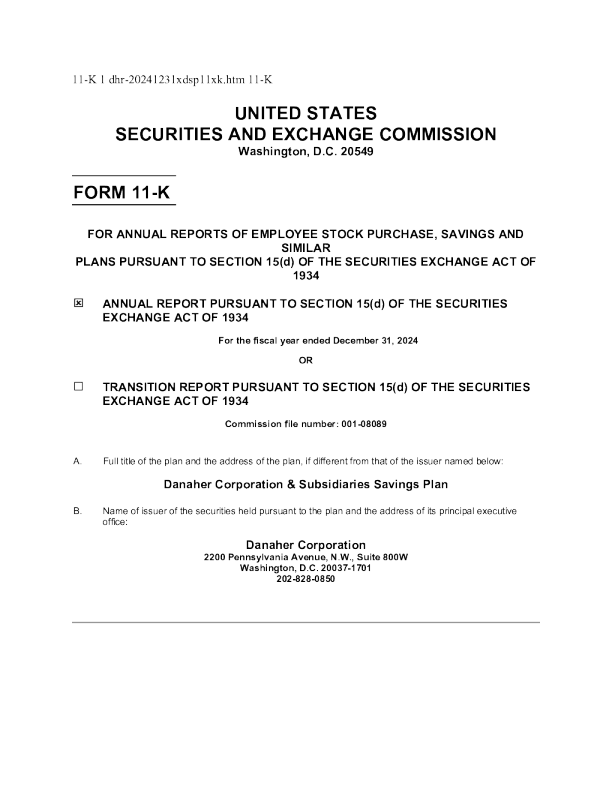 丹纳赫 2024年度报告