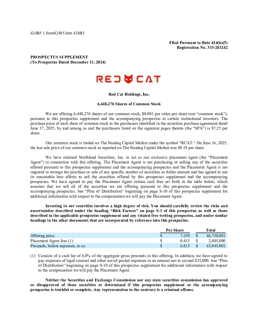 红猫控股有限公司美股招股说明书(2025-06-17版)
