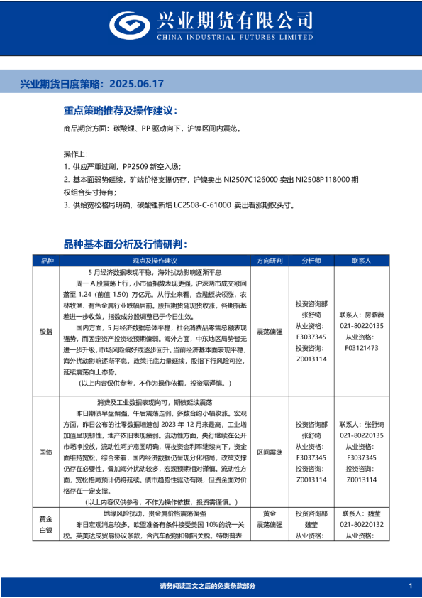 日度策略