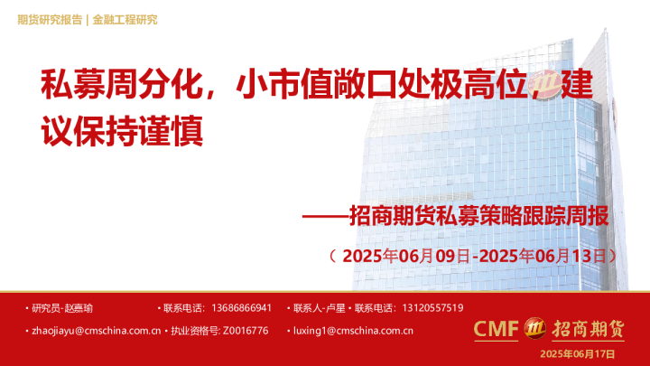 私募跟踪周报：私募周分化，小市值敞口处极高位，建议保持谨慎