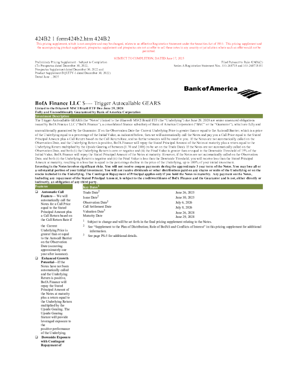 美国银行美股招股说明书(2025-06-18版)