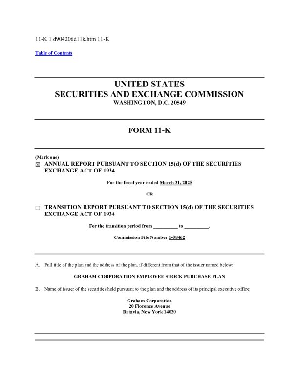 Graham Corp 2024年度报告
