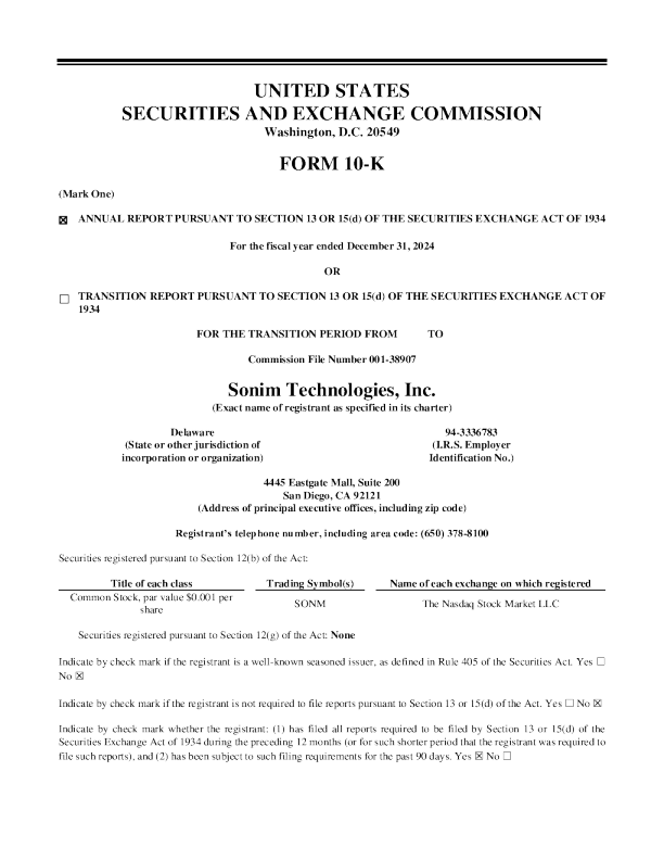 Sonim Technologies Inc 2024年度报告