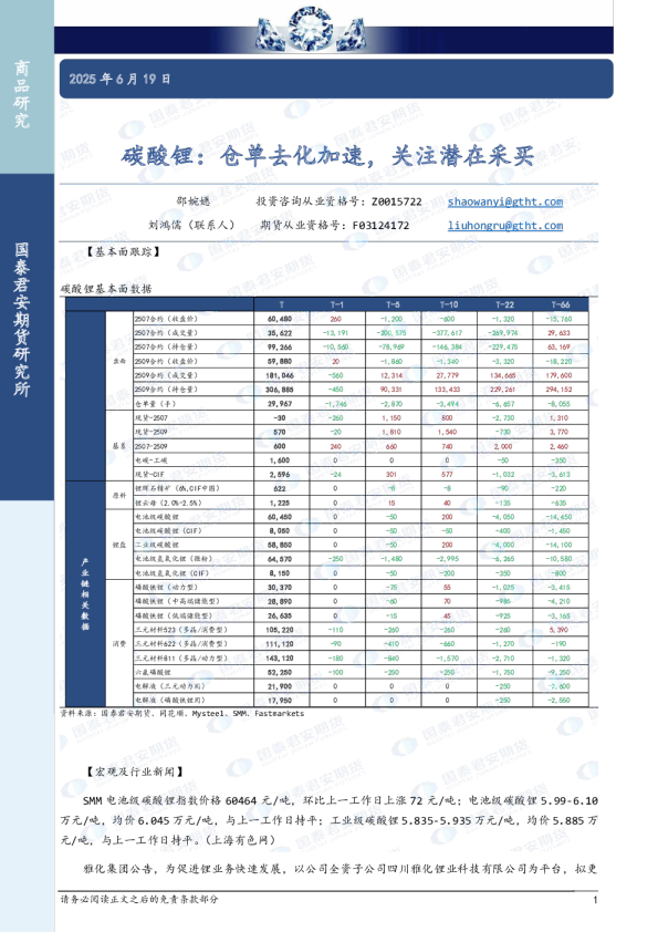 碳酸锂：仓单去化加速，关注潜在采买