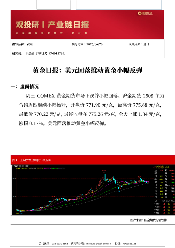 黄金日报：美元回落推动黄金小幅反弹