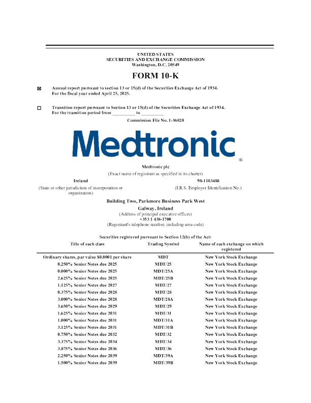 美敦力 2024年度报告