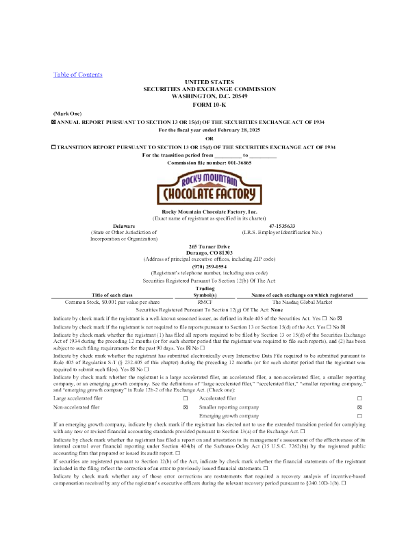 洛矶山巧克力工厂 2024年度报告