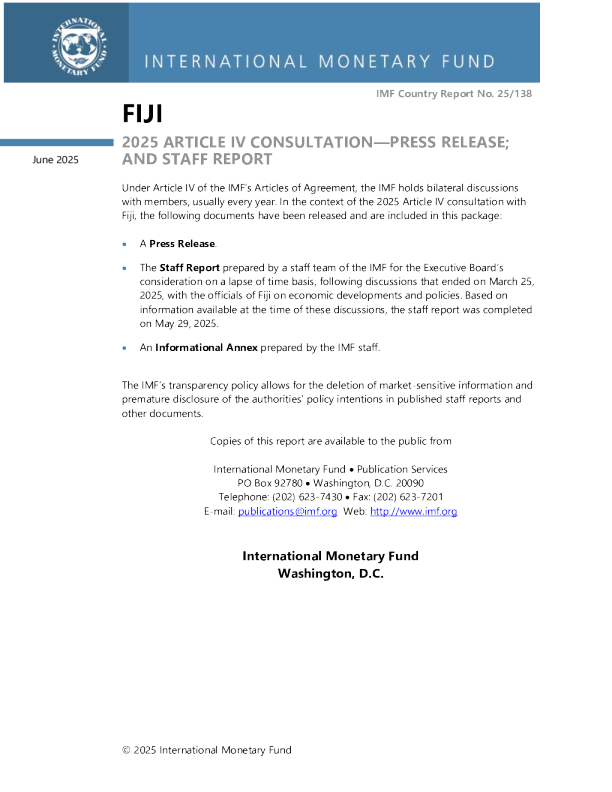 斐济：2025年第四条磋商新闻稿；员工报告