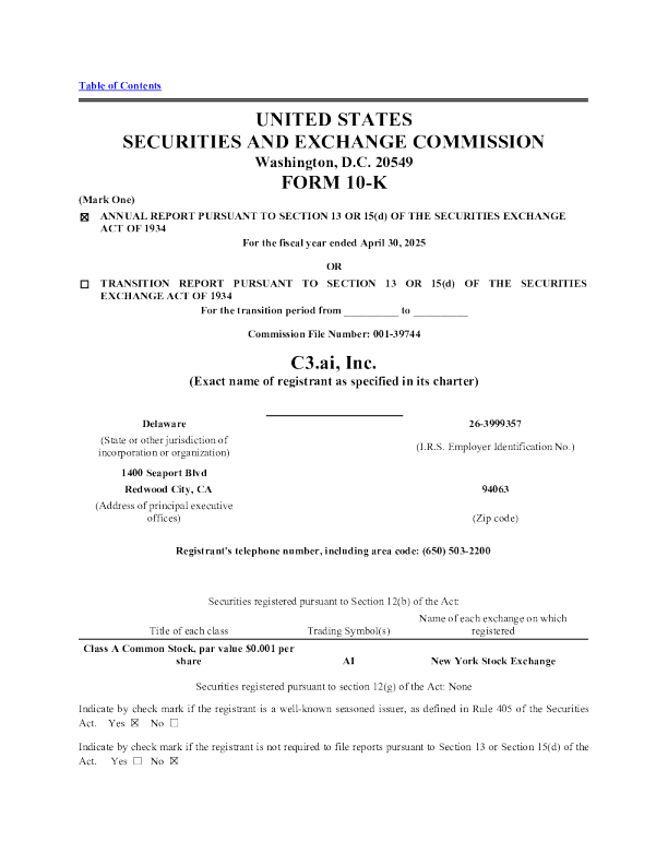C3.ai Inc-A 2024年度报告