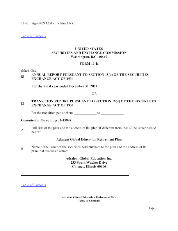 Adtalem Global Education Inc 2024年度报告