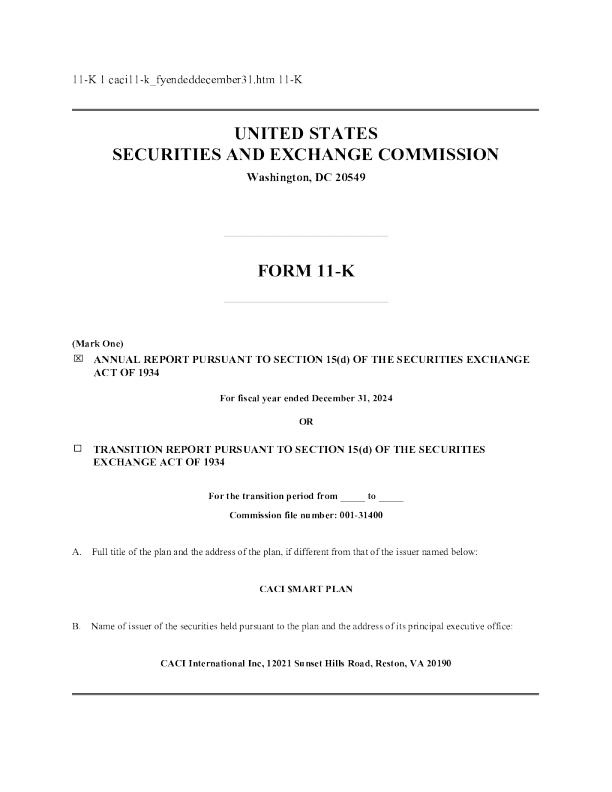 CACI国际2024年度报告